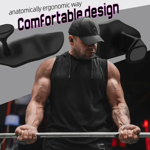 Vista 3 de Puños para levantamiento de pesas, guantes de entrenamiento ergonómicos para mujeres y hombres, agarres de goma para gimnasio sin dedos, agarres