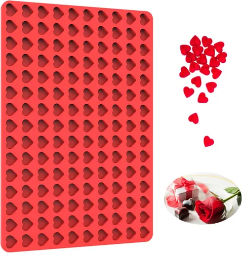 Vista 8 de Moldes de silicona con forma de corazón para gomitas, dulces, chocolate, pequeños moldes caseros con raspador (1 unidad de corazón)