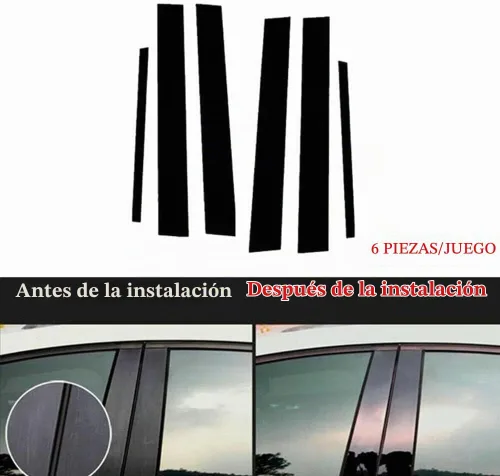 Vista 2 de 6 piezas de cubiertas de pilar de puerta negro brillante para Infiniti G35 G37 Sedán 2002-2013