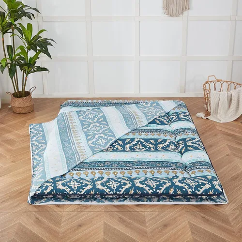 Vista 12 de Zelladorra Funda de colchón de futón, funda de colchón japonesa con cremallera Mandala azul aguamarina