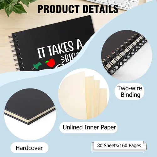 Vista 3 de It Takes A Big Heart - Cuadernos en espiral de tapa dura de 160 páginas de 6 x 8 pulgadas para escribir y dibujar, divertido diario negro o regalo