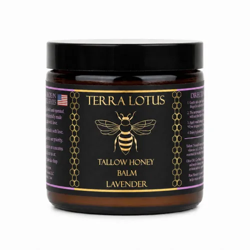 Vista 8 de Terra Lotus - Bálsamo de Sebo de Res Orgánica Alimentada con Pasto con Miel Cruda - Crema Hidratante para Piel Suave y Tersa - Hidratante Totalmente