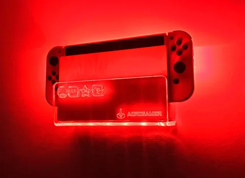 Vista 7 de ACRIGAMER Wall Mount for Nintendo Switch O NS OLED with RGB LED Kit Multi-Colour