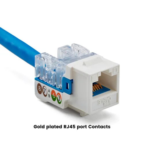 Vista 79 de TRUE CABLE Conector Keystone Cat5e, sin blindaje (UTP), perforado de 90 grados, PoE++ (4PPoE) 100W, certificación UL, verificado ETL, certificado
