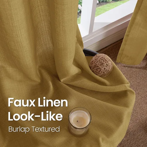 Vista 41 de BGment Cortinas de Lino Beige de 63 Pulgadas de Largo 2 Paneles - Tratamientos para Ventanas con Textura de Arpillera Filtrantes de Luz Cortinas B