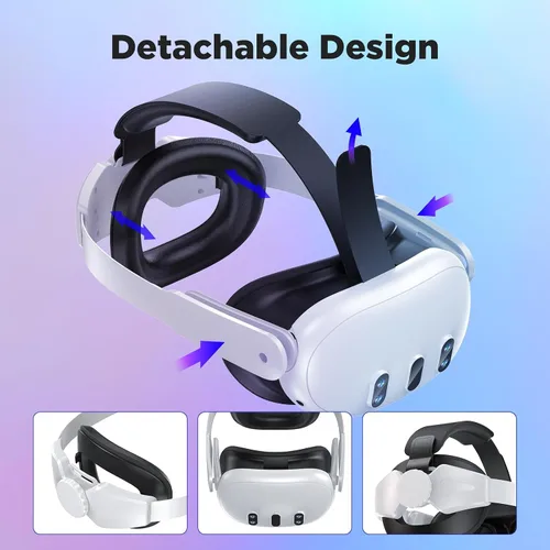 Vista 6 de YOGES Head Strap Compatible with Meta Quest 3, Comfortable Elite Headstrap Compatible for Oculus Quest 3 Accessories Adjustable Lightweight VR