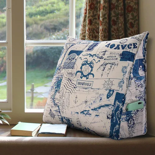 Vista 7 de Almohada de lectura de cuña estampada triangular para cabecero y espalda, cojín de apoyo para sentarse en la cama, almohada para descansar