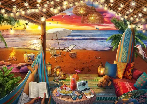 Vista 5 de Ravensburger Cozy Cabana Puzzle - Rompecabezas tranquilo de 500 piezas Tecnología única Softclick Gran formato Materiales certificados FSC
