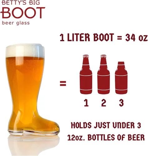Vista 3 de Big Betty Das Boot - Taza de cristal para botas de cerveza para celebración del Oktoberfest, día de San Patricio, despedidas de soltero/despedida