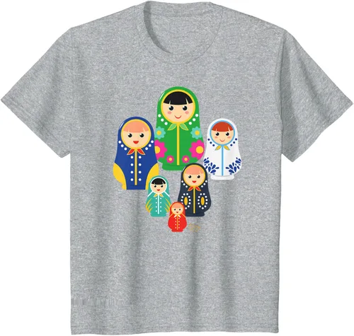 Vista 43 de Matryoshka Russian Nesting Dolls, Rusia - Camiseta de regalo, Azul / Patchwork, S