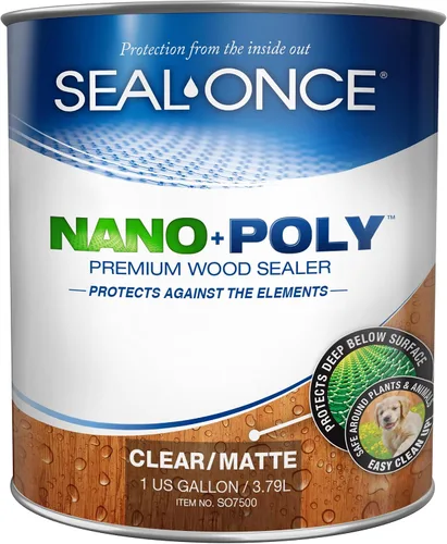 Vista 18 de Sellador Seal-Once Nano+Poly de madera penetrante con poliuretano, sellador impermeable de alta calidad, 1 galón, negro Sellador impermeable