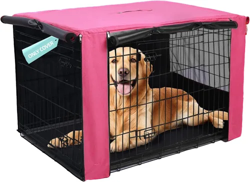 Vista 25 de HiCaptain Funda para Jaula de Perro 24.0" L x 18.0" A x 20.0" Al con Malla Transpirable, Funda para Perrera Duradera Heavy Duty, Paneles con Doble