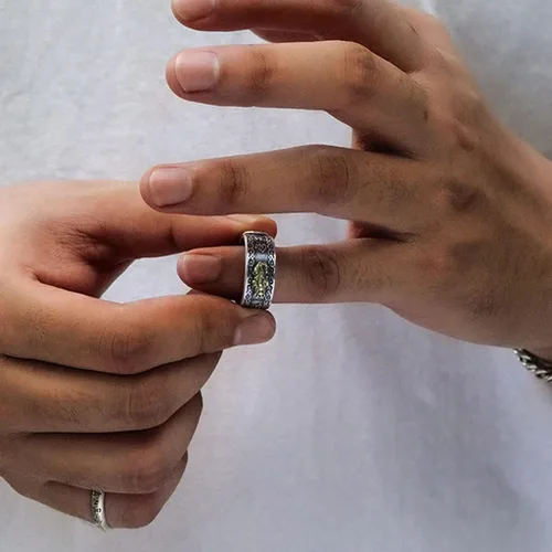 Vista 6 de SANGHAI Feng Shui Pixiu Anillo Feng Shui Pixiu Mani Mantra Protección de Riqueza Anillo Amuleto Riqueza Abierto Abierto Anillo Budista Joyería