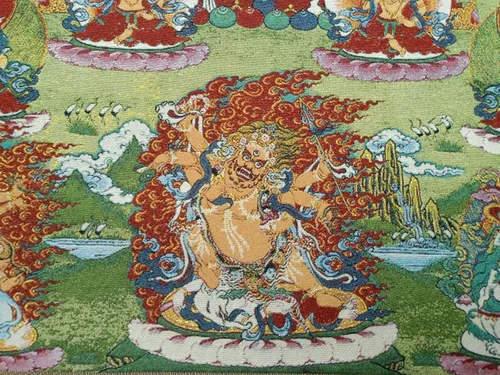Vista 3 de Bordado de seda Tíbet Thangka Budismo Maitreya Bodhisattva Budista Deidad Tangka Colgante de pared para decoración del hogar, tapiz de meditación