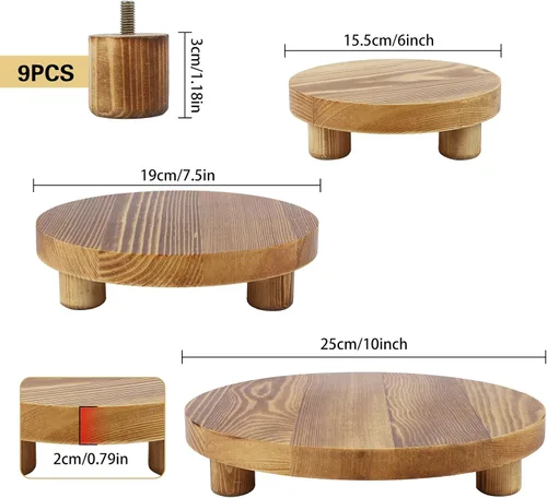 Vista 2 de Soportes de madera para plantas, elevadores de madera para interiores y exteriores para decoración, taburete de madera para mesa del hogar, baño