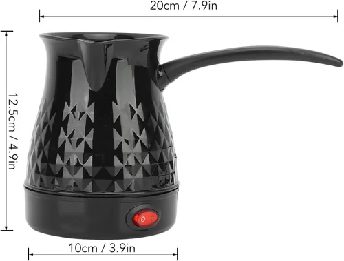 Vista 2 de Cafetera turca, cafetera turca eléctrica de 20.3 fl oz, máquina de café turco ABS y acero inoxidable con mango extraíble como accesorio