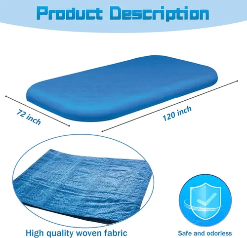 Vista 2 de Cubierta rectangular para piscina, 120 x 72 pulgadas/10 x 6 pies, cubiertas inflables para piscinas sobre el suelo, cubierta de piscina infantil a