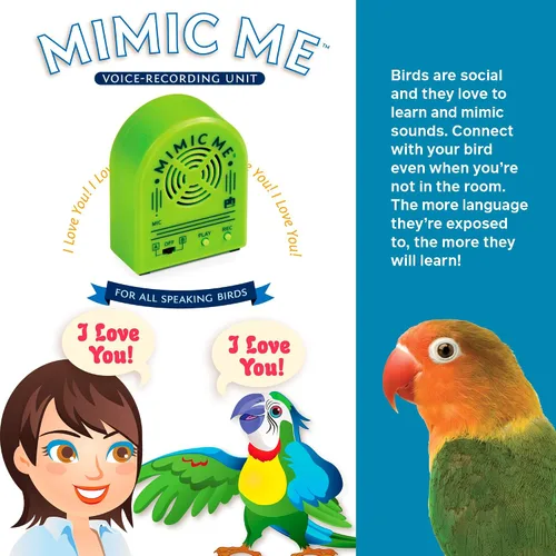 Vista 4 de Prevue Hendryx 62900 Mimic Me - Unidad de grabación de voz para pájaros, color verde, pequeña