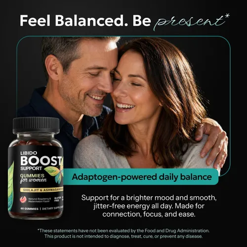 Vista 3 de Gomitas potenciadoras de libido femenina para mujeres, reductor de cortisol y suplemento para aliviar el estrés con shilajit y ashwagandha