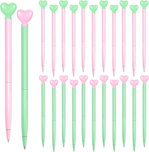 Vista 11 de Thenshop 24 piezas de bolígrafos con forma de corazón retráctiles de metal, lindos bolígrafos de 1.0 mm, tinta negra, bolígrafos de bola