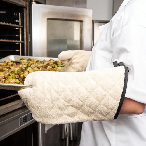 Vista 7 de San Jamar 817TM - Manopla de horno resistente con protección de temperatura, 17 pulgadas de longitud, natural