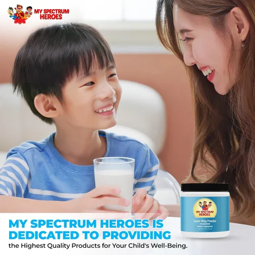 Vista 6 de My Spectrum Heroes Calm Magnesium Powder - Mezcla suave de bebida de glicinato de magnesio para relajación, apoyo al sueño, salud digestiva y alivio