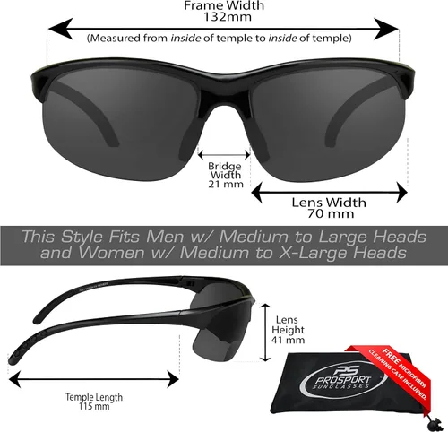 Vista 2 de proSPORT BIFOCAL - Lentes de sol tintados para hombre y mujer, alta definición, amarillo ámbar ahumado, +1.50 +1.75 +2.00 +2.25 +2.50