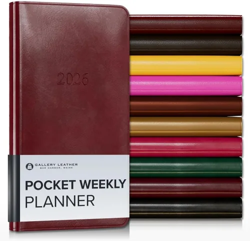 Vista 186 de Gallery Leather Planificador Semanal y Mensual Grande 2025-2026, Calendario Planificador y Cuaderno Elegantemente Encuadernado con Elegantes Bordes