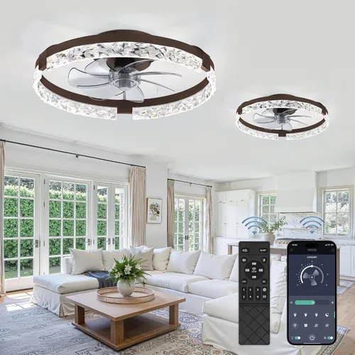 Vista 25 de LEDIARY Ventiladores de techo modernos de 20 pulgadas con luces y control remoto, ventilador de techo regulable de perfil bajo, ventilador de techo