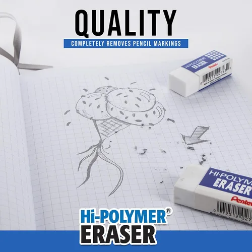 Vista 4 de Pentel Borrador de bloque de polímero, Super XL blanco, 1 paquete (ZEH99BP)