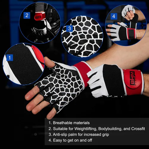 Vista 4 de Guantes de entrenamiento – Guantes de cuero ligeros para mujeres/hombres – Deportes/Gimnasio/levantamiento