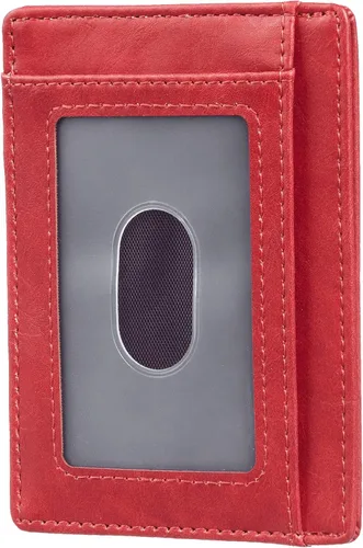 Vista 3 de Travelambo - Cartera de piel minimalista con bolsillo frontal, tamaño mediano, cartela delgada, RFID