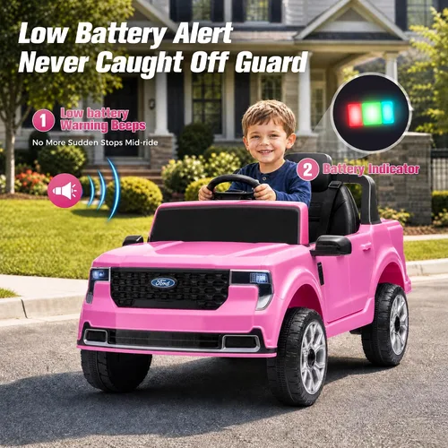 Vista 8 de Camión pickup Ford Maverick Lariat 24V con licencia 2026 para niños Rosa flamenco