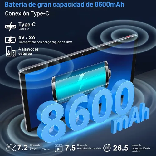 Vista 4 de Oangcc Tablet Android 13 de 11 pulgadas, 16 GB de RAM+256 GB ROM+2 TB Expand, tabletas Octa-Core con teclado y mouse, 8600 mAh, pantalla 2K 2000 x