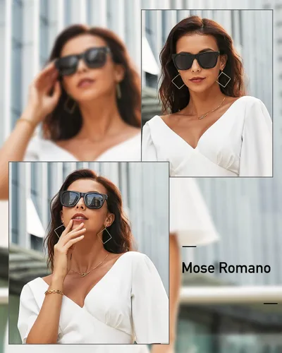 Vista 3 de Mose Romano Gafas de sol polarizadas para mujer, hechas a mano, de diseño, para conducir, protección UV400