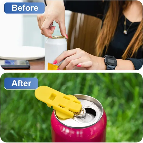 Vista 5 de uxcell Abrelatas manual fácil, 2 unidades, cubiertas de plástico para latas de bebidas, protector de tapas, abridor de botellas para refrescos, Azul