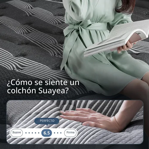 Vista 5 de Colchón tamaño King de 12 pulgadas, colchón híbrido de lujo King mejorado Blanco