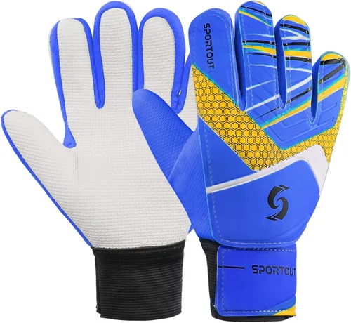 Vista 11 de Sportout Guantes de portero para niños, guantes de fútbol con doble protección en la muñeca y material de látex resistente al desgaste