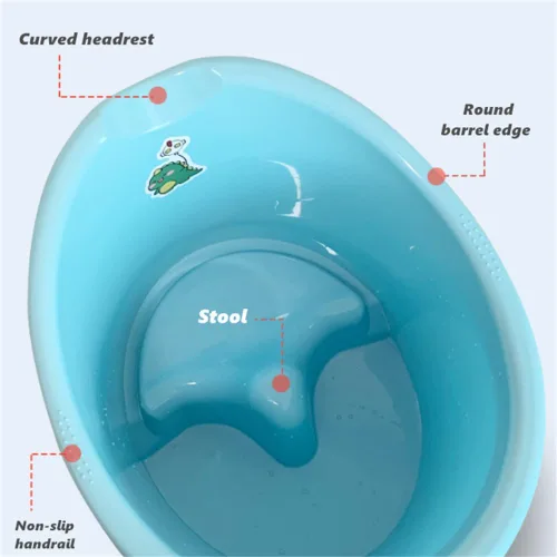 Vista 4 de Bañera para niños pequeños con asiento, bañera para niños de 0 a 3 años, baño más grande para niños más grandes a la hora del baño (azul)