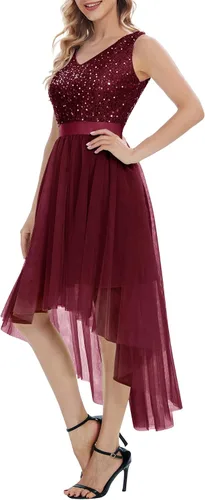 Vista 5 de Dressystar Vestido de lentejuelas brillantes con purpurina para mujer, vestido de cóctel de graduación, boda, vestido de fiesta formal de tul
