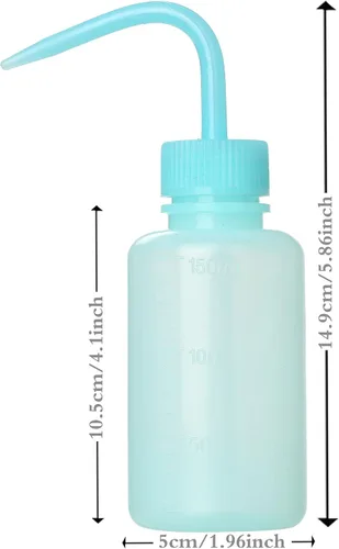 Vista 2 de 2 Botellas de Lavado de Tatuajes 150ml 5oz Chorro de Agua para Riego de Suculentas, Enjuague de Seguridad, Limpieza Médica - Negro y Azul