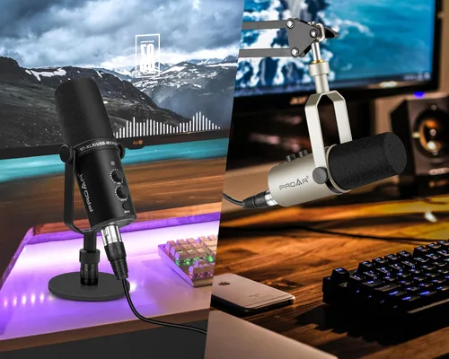 Vista 9 de Micrófono dinámico de podcasting USB/XLR, micrófono USB profesional para juegos para computadora de PC con cancelación de ruido, kit de micrófono