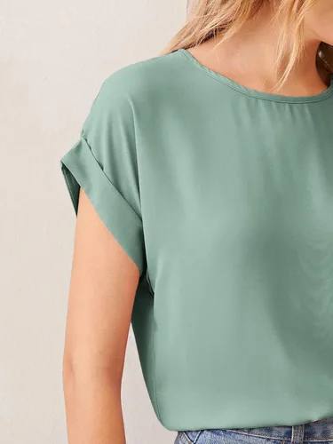 Vista 3 de Milumia Blusa casual de manga corta con cuello redondo y puños para mujer