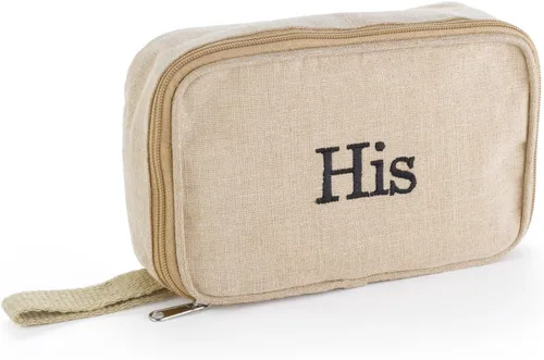 Vista 4 de Hortense B. Hewitt Accesorios de boda forrado yute natural bolsa de cosméticos, 10 x 7 pulgadas, suya