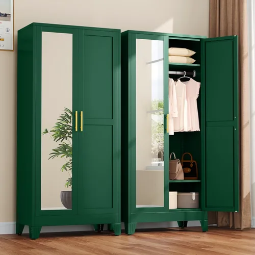 Vista 18 de winiowa Armario de metal con cajón, armario de 71 pulgadas con estantes ajustables y barra para colgar, armario de almacenamiento de ropa