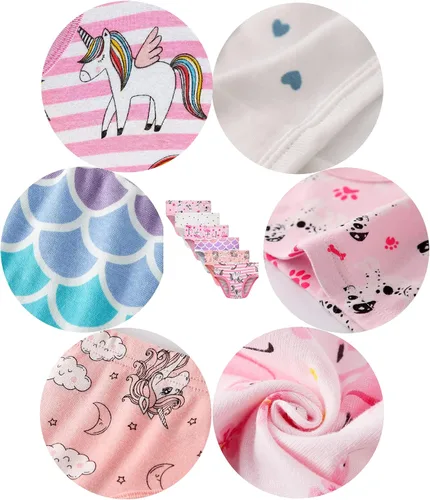 Vista 2 de KikizYe Bragas de algodón suave para niñas pequeñas y grandes, ropa interior surtida