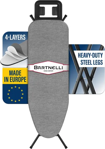 Vista 8 de Bartnelli by Rorets - Tabla de planchar clásica con nueva tecnología patentada EZ-Glide, fabricada en Europa, tabla de planchar premium con soporte
