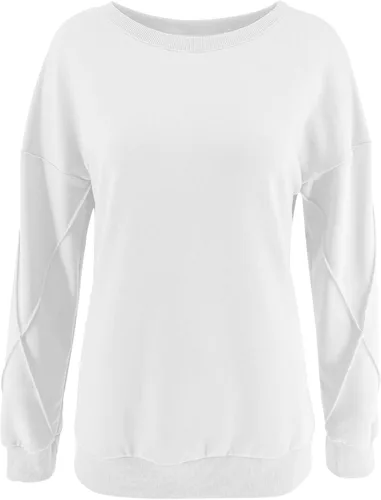 Vista 2 de Bingerlily Sudaderas casuales de manga larga para mujer, cuello redondo, ajuste relajado, lindos suéteres