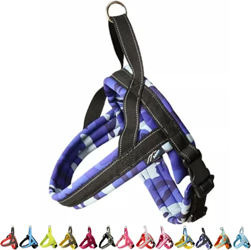 Vista 7 de Hakusan - Arnés tipo camuflaje para perro, seguro, sin asfixia, difícil de desconectar, gran ajuste, fácil de poner y quitar, ajustable, reflector