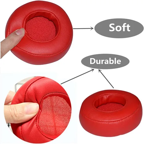 Vista 3 de Almohadillas de repuesto de espuma viscoelástica compatibles con auriculares Monster Beats por Dr.Dre PRO/Detox (rojo)